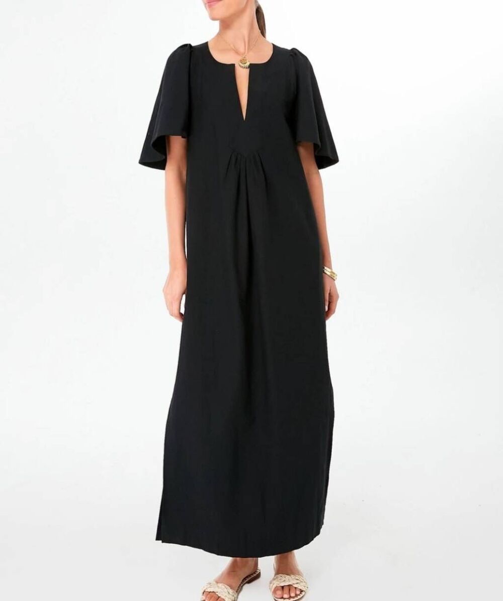 Pomander Place by Tuckernuck Black Finley Flutter Sleeve Maxi Dress size XXL